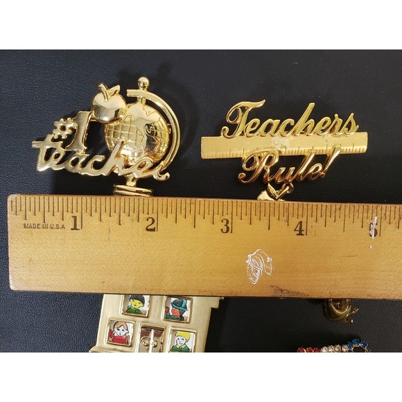 Lot of 6 Vintage Teacher School Brooches Pins Gold Tone PTA - Picture 5 of 5